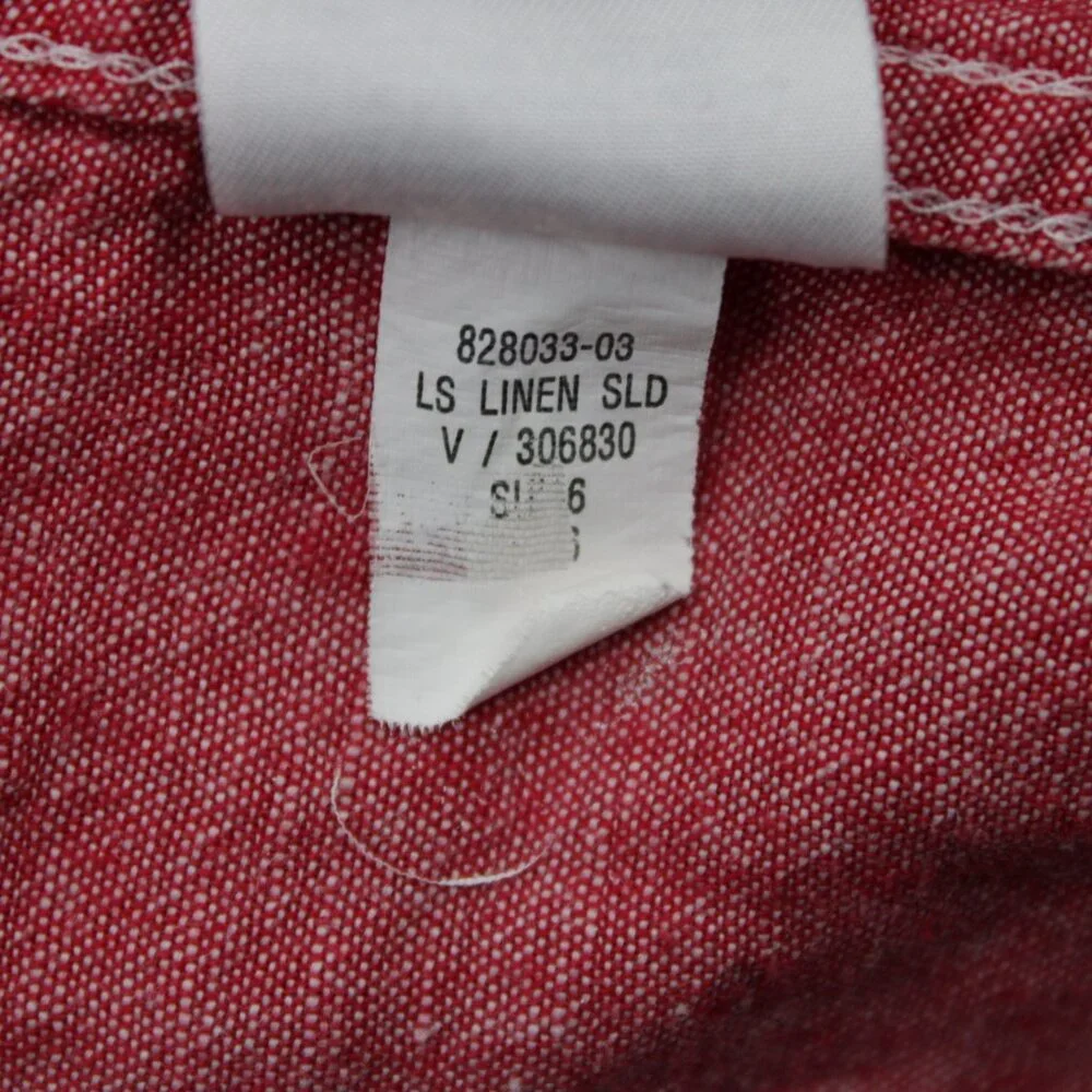 Banana Republic Linen Slim Fit Shirt Adult Large Red Linen/Cotton Blend‎ L/S